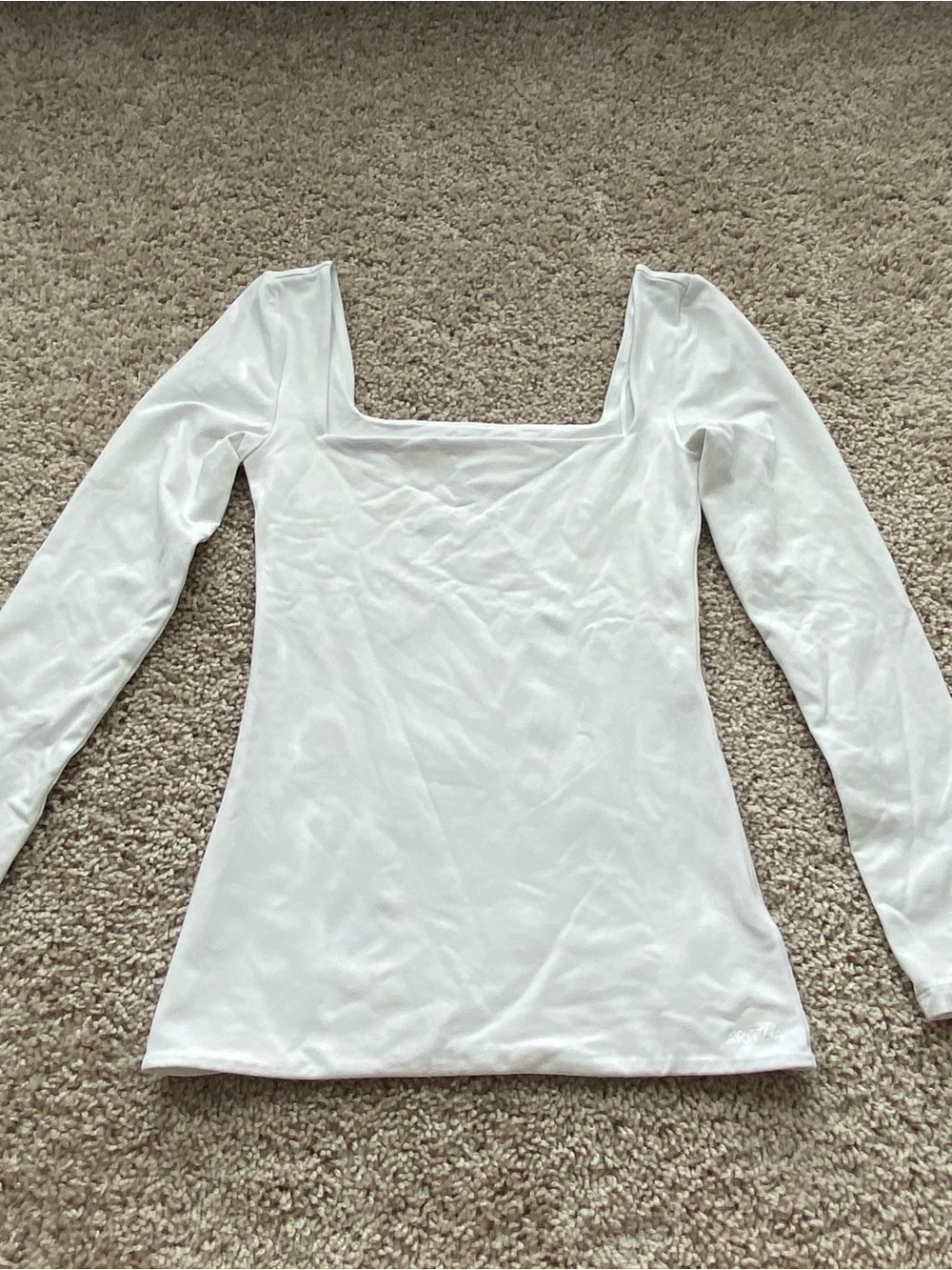 Aritzia Contour Squareneck Long Sleeve White Small Shirt Top - Picture 3 of 6